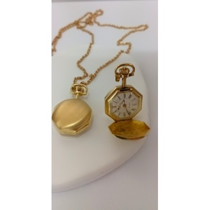 VINTAGE Airin ανοιγόμενο γυναικείο ρολόι λαιμού ατσάλινο επιχρυσωμένο (VIN75 - 148852)